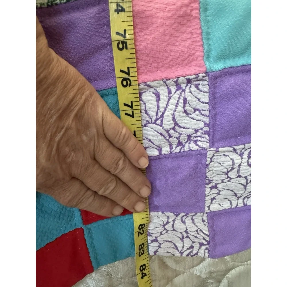 Vintage Quilt Polyester Patchwork 83 X 90